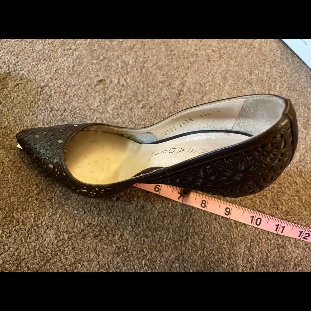 Brown, high heels. Very elegant.